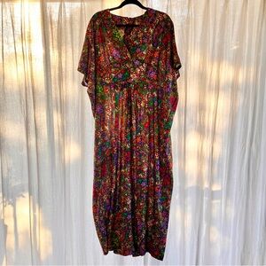 Vintage Hawaiian Floral Multicolor Maxi Dress MuuMuu Caftan 70s